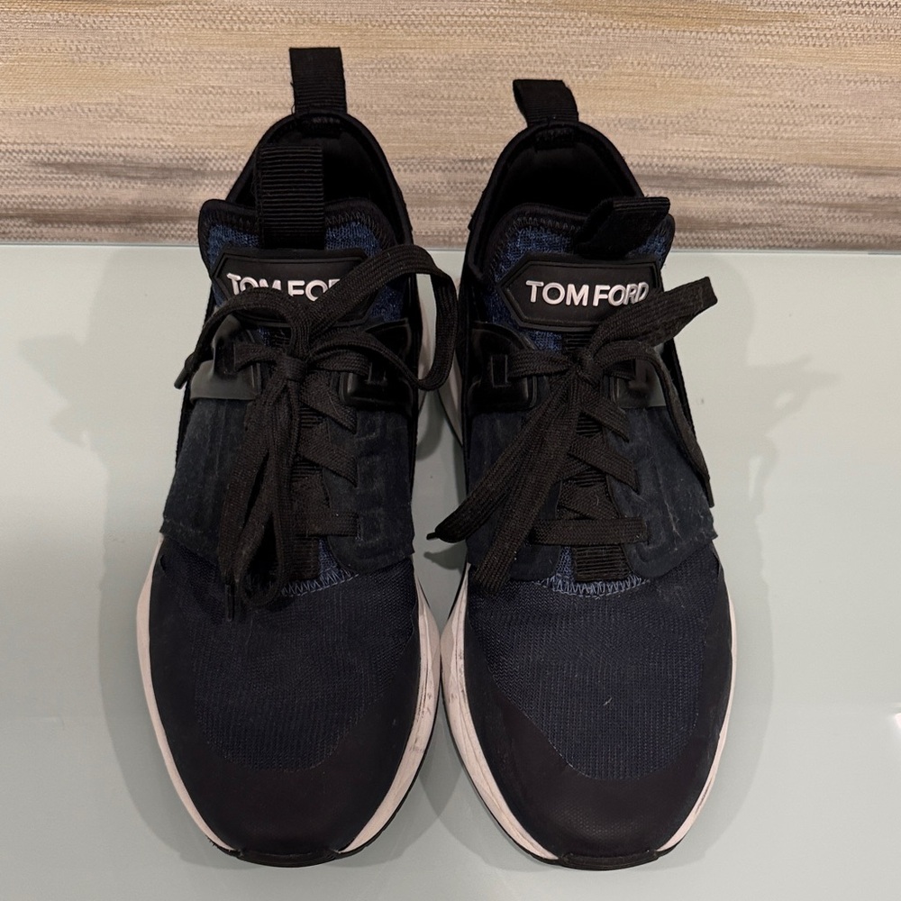 Tom Ford Men's Navy and Black Sneakers
